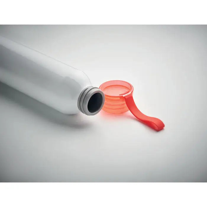 Flacon din aluminiu 600ml alb cu capac rosu din plastic si maner integrat pentru hidratare usoara
