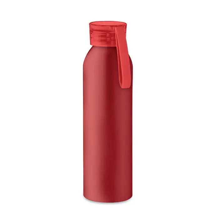 Flacon din aluminiu rosu metalic 600ml cu capac rosu cu filet si bucla integrata pentru transport