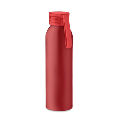 Flacon din aluminiu rosu metalic 600ml cu capac rosu cu filet si bucla integrata pentru transport
