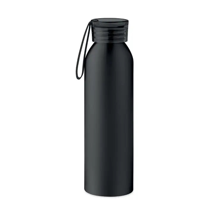 Flacon din aluminiu 600ml negru mat cu capac cu filet si bucla integrata pentru transport