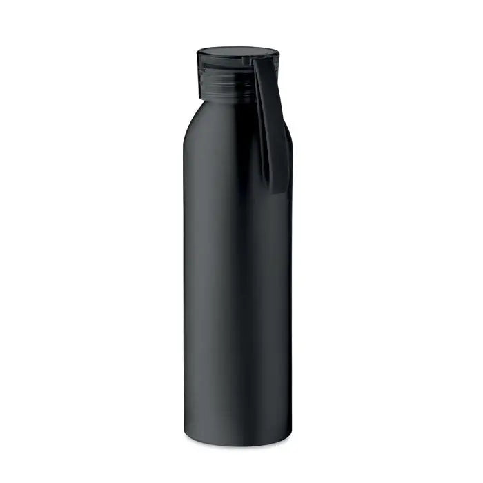 Flacon din aluminiu 600ml negru mat cu capac cu filet si curea integrata pentru transport usor