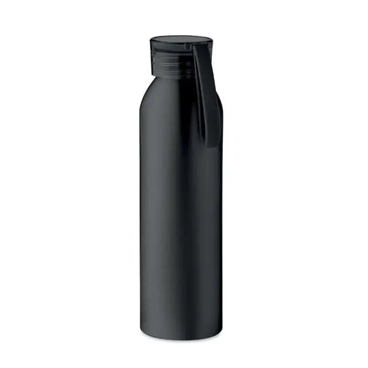Flacon din aluminiu 600ml negru mat cu capac cu filet si curea integrata pentru transport usor