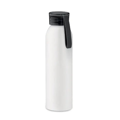 Flacon din aluminiu alb cu capac negru etans si maner integrat pentru transport usor 600ml