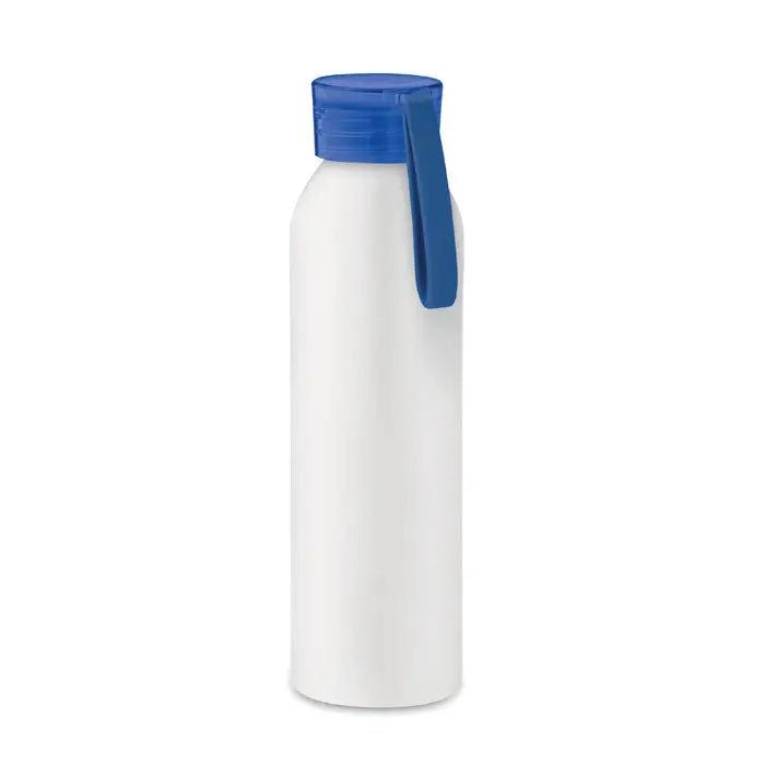 Flacon din aluminiu alb cu capac albastru si bucla pentru transport de 600 ml izolant termic