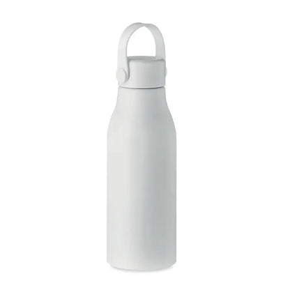 Flacon din aluminiu 650ml alb cu finisaj mat izolat si capac cu maner pentru bauturi reci si calde