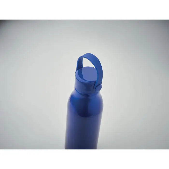 Flacon din aluminiu 650ml albastru metalic cu toartă și capac cu filet pentru hidratare facilă