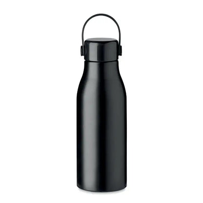Flacon din aluminiu 650ml negru mat cu finisaj din otel inoxidabil si maner curbat elegant
