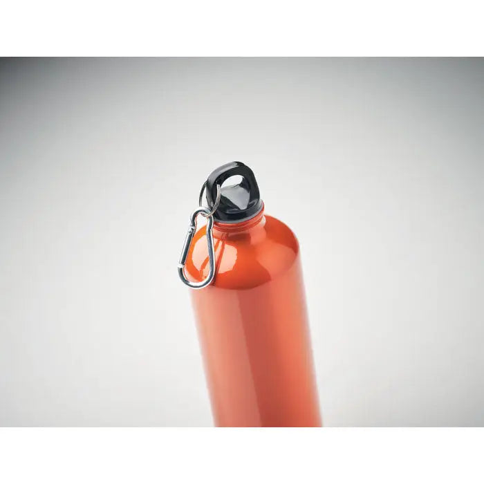 Flacon din aluminiu portocaliu 750 ml cu capac negru si carabiniera argintie pentru sticla reutilizabila