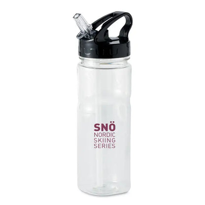 Flacon pctg transparent de 500 ml cu capac si pai negru, logo bordó snö nordic skiing series pe sticla