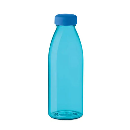 Flacon RPET 500ml sticlă din plastic turcoaz translucid cu capac albastru înfiletat solid
