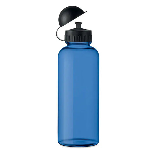 Flacon rpet 500ml sticlă albastră din plastic translucid cu capac negru înșurubabil și clapetă flip-top