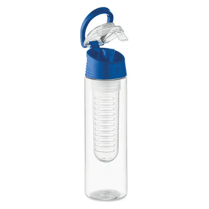 Flacon rpet 500ml sticlă transparentă din plastic cu capac albastru flip-top și compartiment integrat pentru infuzor