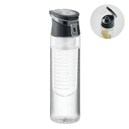 Sticlă de apă clară flacon rpet 500ml cu capac negru flip-top și compartiment infuzor integrat din plastic rpet