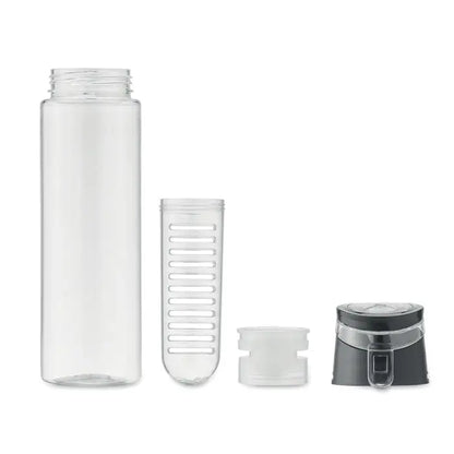 Flacon rpet 500ml sticlă transparentă cu capac gri și filtru integrat pentru infuzarea fructelor sau ierburilor