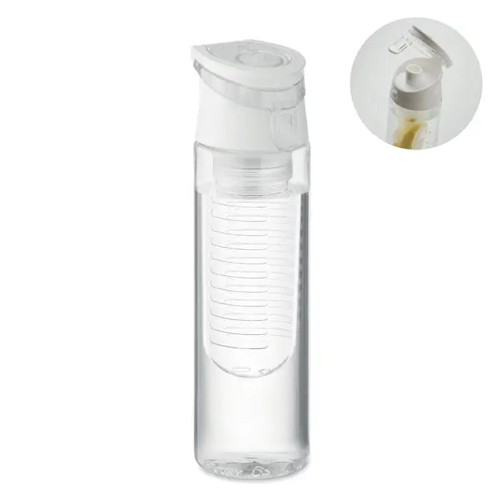 Flacon rpet 500ml sticlă transparentă cu capac flip-top alb și compartiment infuzor integrat