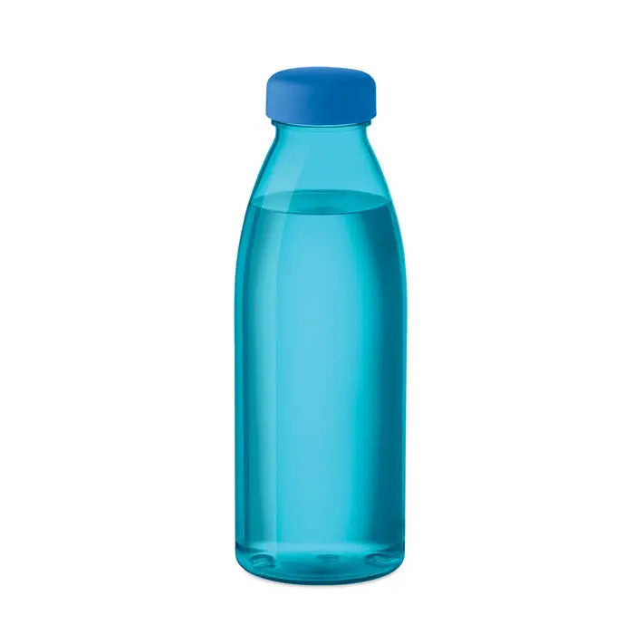 Flacon rpet 500ml sticla transparenta turcoaz din plastic cu capac albastru inchis cu filet