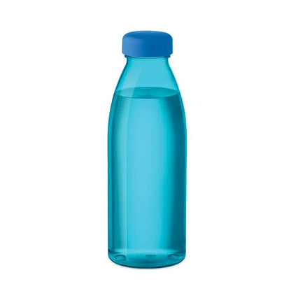 Flacon rpet 500ml sticla transparenta turcoaz din plastic cu capac albastru inchis cu filet