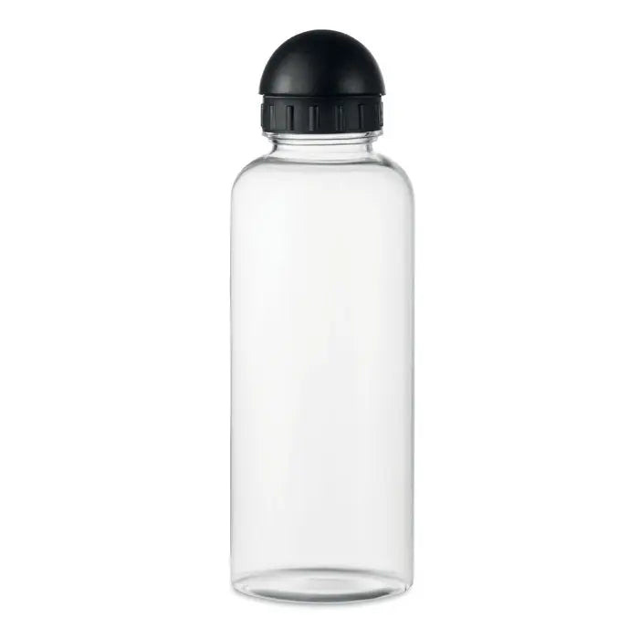 Sticlă clară de apă flacon rpet 500ml cu capac negru sferic și capac cu filet zimțat
