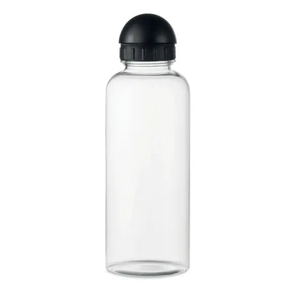 Sticlă clară de apă flacon rpet 500ml cu capac negru sferic și capac cu filet zimțat