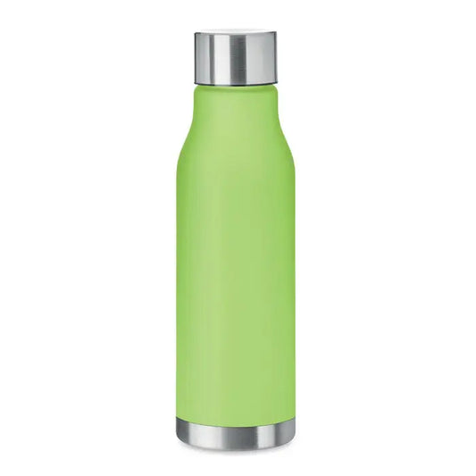 Flacon rpet 600ml sticlă izolată lime green cu capac și bază argintii din oțel inoxidabil