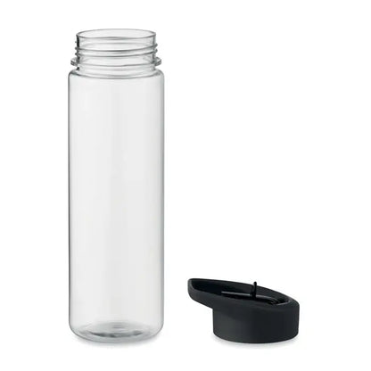Flacon rpet 650ml pp capac rabatabil sticla transparenta cu capac negru filetat pentru apa