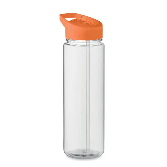 Sticla transparenta din plastic rpET de 650 ml cu capac portocaliu rabatabil din PP flacon pentru apa