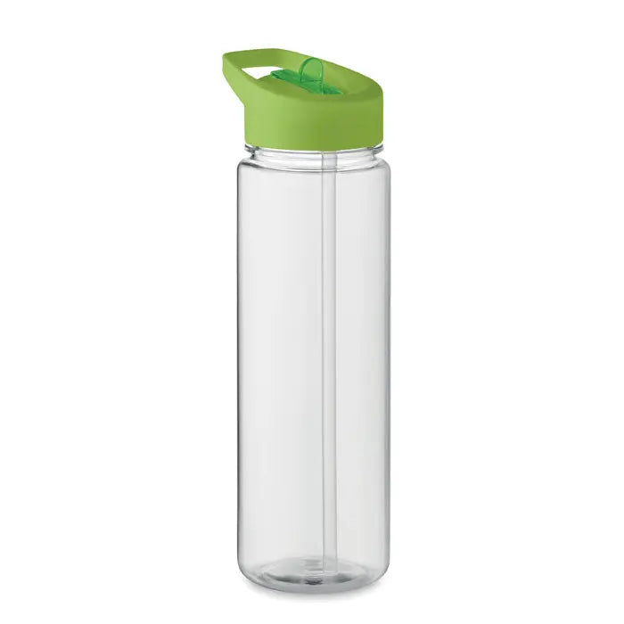 Flacon rpet 650ml pp capac rabatabil transparent cu capac verde lime si pai integrat pentru bauturi