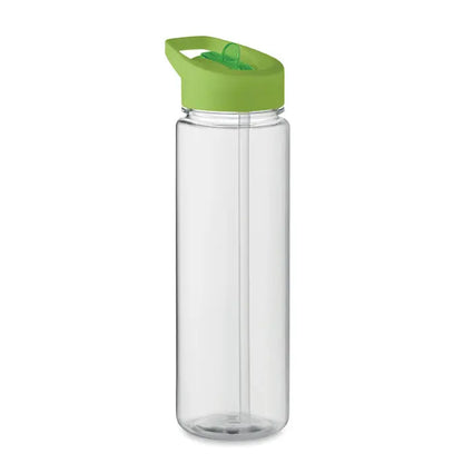 Flacon rpet 650ml pp capac rabatabil transparent cu capac verde lime si pai integrat pentru bauturi