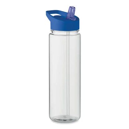 Flacon rpet 650ml pp capac rabatabil transparent cu capac albastru si pai mov pentru apa