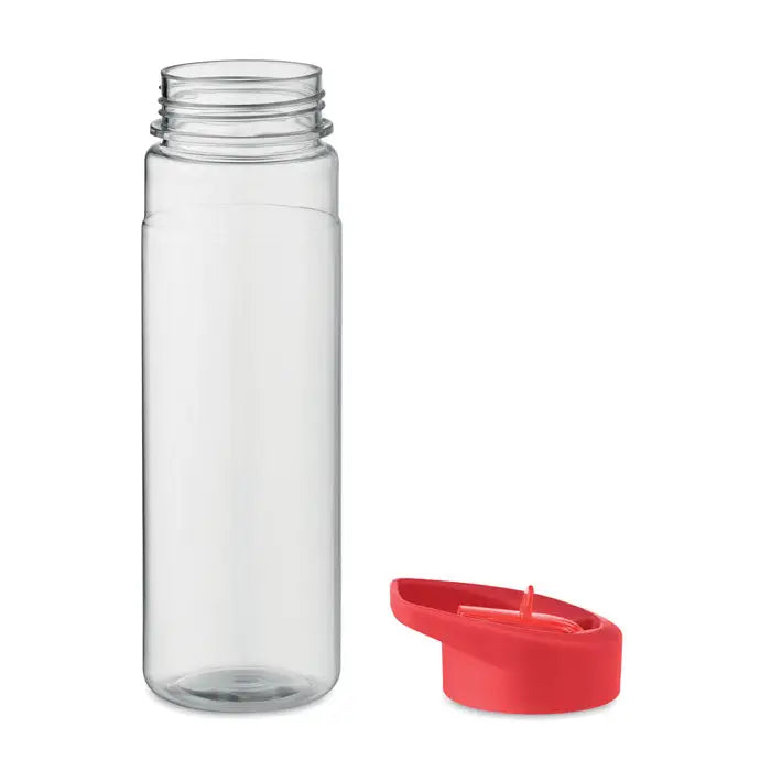 Flacon rpet 650ml transparent cu capac rabatabil rosu din pp pentru bauturi apa