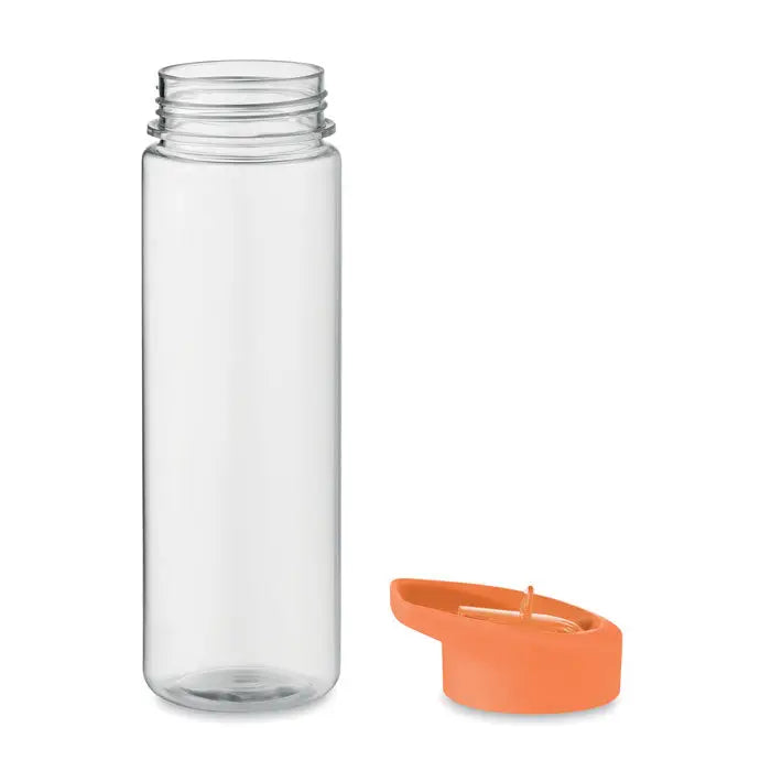 Flacon rpet 650ml pp capac rabatabil cu lichid transparent si capac din silicon portocaliu aprins