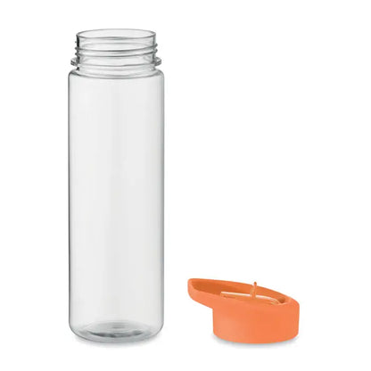 Flacon rpet 650ml pp capac rabatabil cu lichid transparent si capac din silicon portocaliu aprins