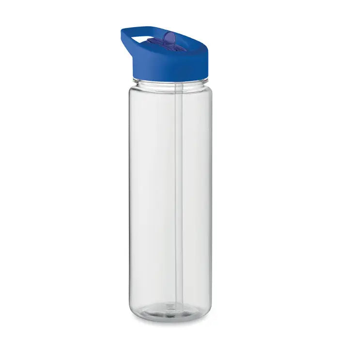 Flacon rpet transparent 650ml cu capac rabatabil albastru si sipper mov din pp pentru baut apa