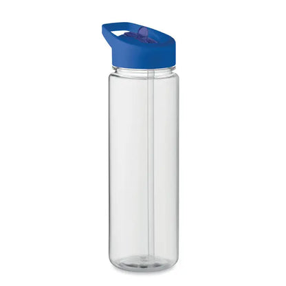 Flacon rpet transparent 650ml cu capac rabatabil albastru si sipper mov din pp pentru baut apa