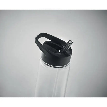 Flacon rpet 650ml transparent cu capac negru rabatabil si pai cu buton pentru hidratare usoara
