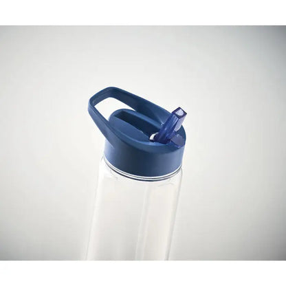 Flacon rpet 650ml pp capac rabatabil transparent cu capac albastru inchis si pai integrat