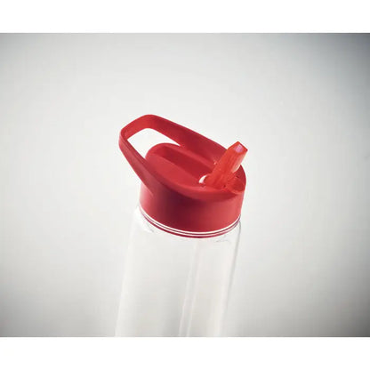 Flacon rpet 650ml pp capac rabatabil transparent cu capac rosu si pai portocaliu integrat pentru hidratare usoara