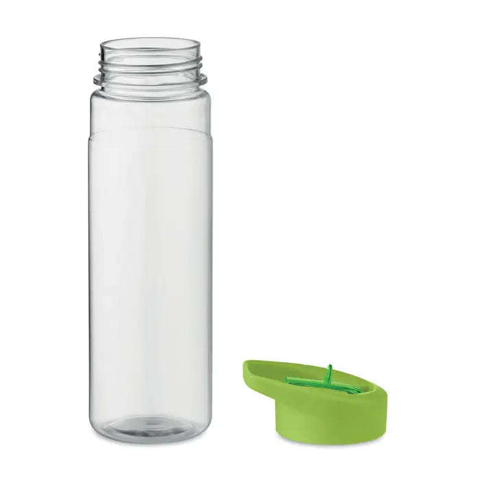 Flacon rpet 650ml pp cu capac rabatabil si capac din silicon verde pentru apa clara din plastic transparent
