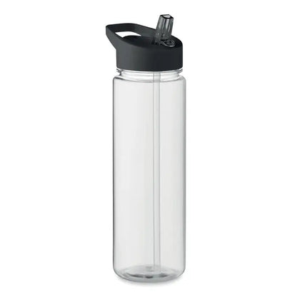 Flacon rpet transparent de 650ml cu capac negru rabatabil si pai pentru bauturi racoritoare