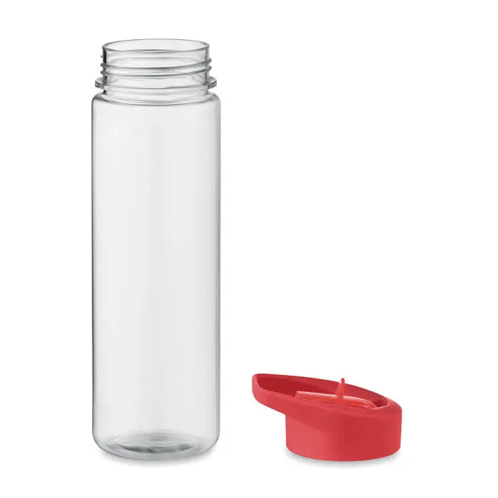 Flacon rpet 650ml pp capac rabatabil sticla transparenta cu capac din silicon rosu aprins