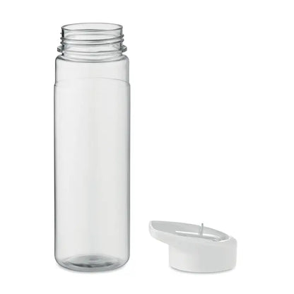 Flacon rpet 650ml transparent cu capac alb rabatabil si pai integrat din material pp