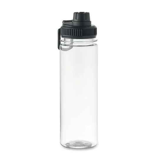 Flacon rpet 750 ml sticlă transparentă din plastic cu capac negru și buclă integrată pentru transport