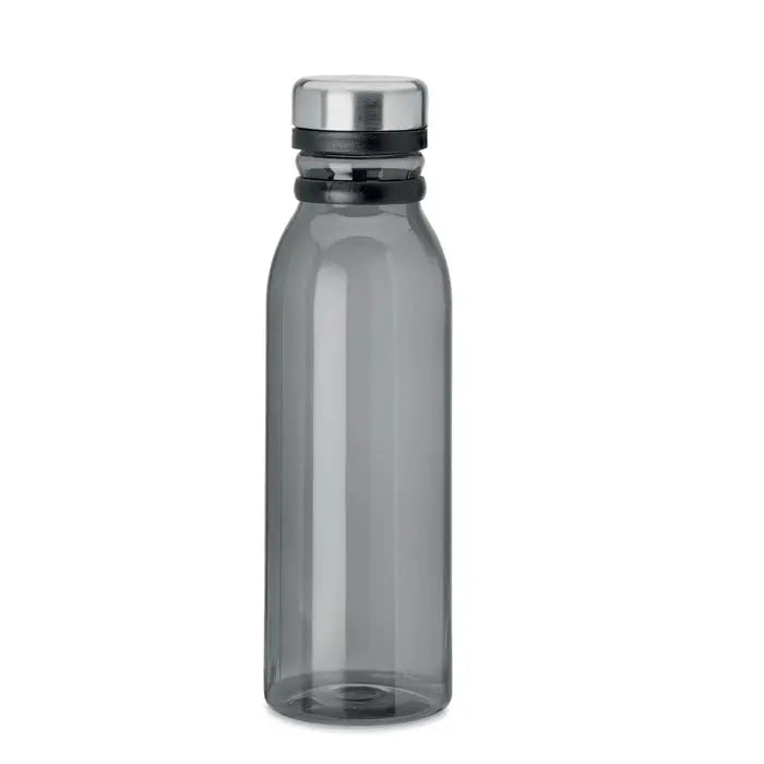 Flacon rpet 780ml o sticlă pentru apă din plastic gri translucid cu capac metalic argintiu și garnituri negre