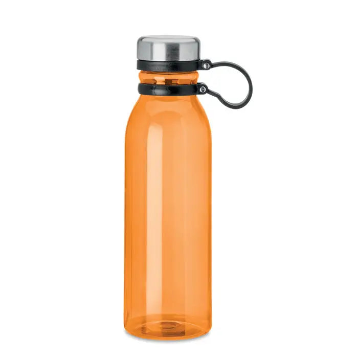 Flacon rpet 780ml sticlă de apă portocalie translucidă din plastic cu capac metalic argintiu și inel negru de cauciuc
