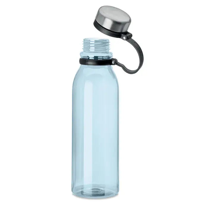 Flacon rpet 780ml sticla de apa albastru deschis din plastic translucid cu capac metalic argintiu si maner de cauciuc negru