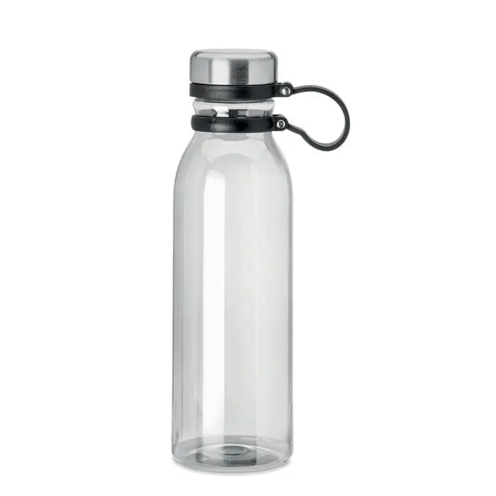 Flacon rpet 780ml sticlă transparentă cu capac metalic argintiu și mâner de silicon negru cu buclă integrată