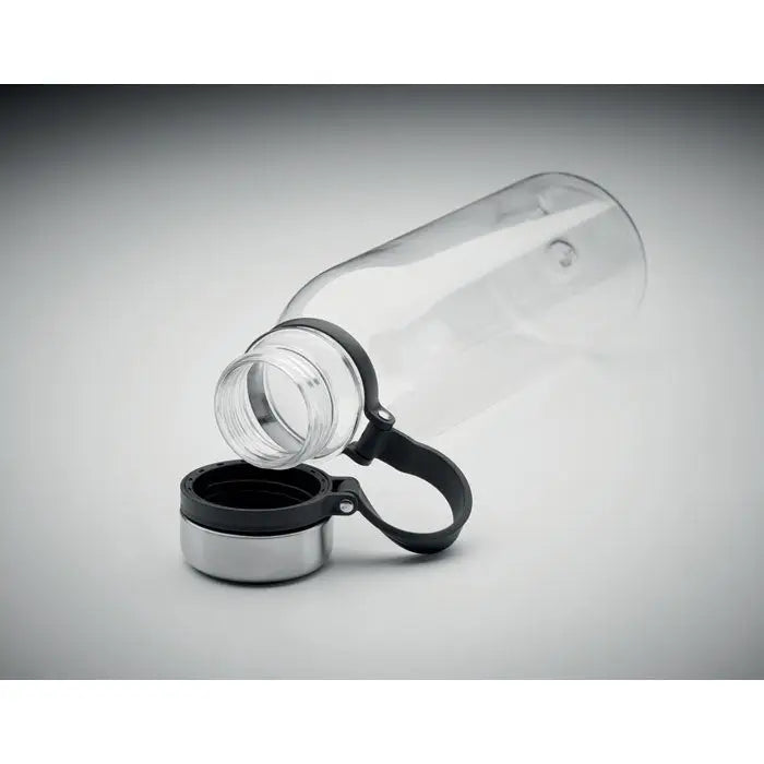 Flacon rpet 780ml sticlă de apă transparentă cu capac negru și argintiu cu mâner integrat