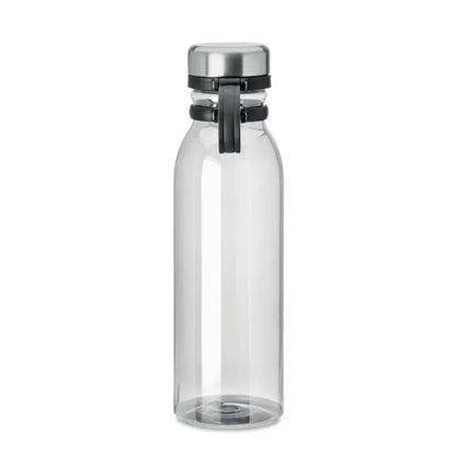 Sticlă de apă transparentă flacon rpet 780ml cu capac argintiu și curea neagră de prindere din material rpet