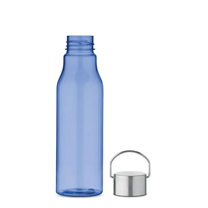 Flacon rpet albastru translucid cu capac pp argintiu si maner integrat, sticla de apa moderna de 600 ml