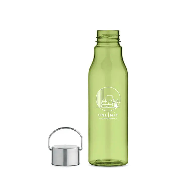 Flacon rpet verde transparent cu capac pp argintiu si maner, branded unlimit cu logo design interior, 600 ml